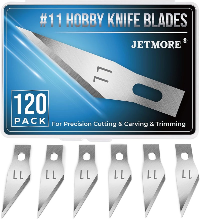 Jetmore 120 Pack Exacto Knife Blades 11, Craft Knife Blades Replacement, Exacto Blade 11, Hobby Knife Blade Refills for Art, Craft, Scrapbooking, Cutting, Carving - Image 1